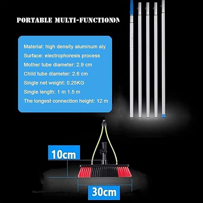Solar Panel &amp Window Cleaning Kit - Extendable 4-12M Water Fed Pole with Brush - Professional Window Cleaning Equipment for Effective Solar Panel Maintenance &amp Streak-Free Shine