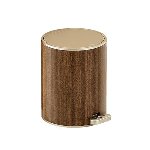 Modern Trash Can Wood Grained Texture Garbage Bin Sealed Trash Can with Lid Easy to Use for Living Room 9L/12L Waste Bin