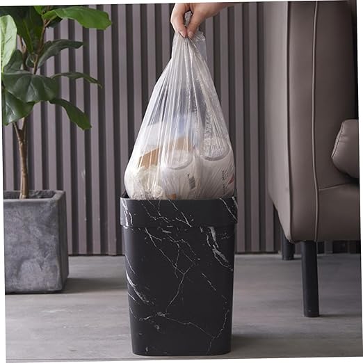 IMIKEYA Marble Small Square Trash Can Lidless Wastebasket with Non Slip Thick Base Compact Bathroom Garbage Container for Home Hotel Ktv Versatile Industrial Style