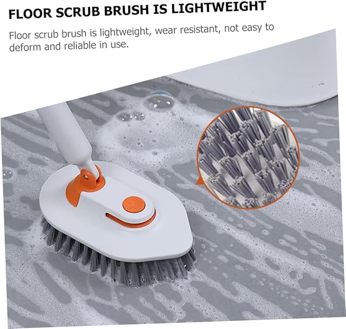 Beaupretty Extendable Handle Scrub Brush Multi-Purpose Bathroom and Floor Cleaning Tool with Durable Hard Bristle and Microfiber Heads for Stain Removal Toilets and Showers