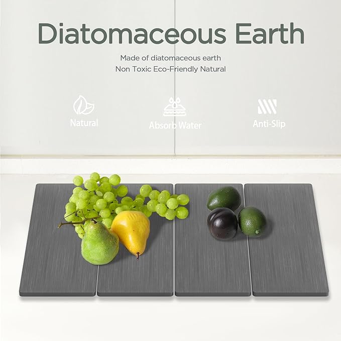 2PCS Stone Drying Mat for Kitchen Counter Stone Dish Drying Mat - Diatomite Water Absorbing Drying Stone for Kitchen Counter Mat Quick Dry Stone Mat Kitchen for Cups Dishes Bottles.