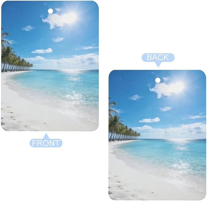 5PCS Car Air Freshener Hanging Personalized Double Sided White Sand Beach Car Fresheners Long Lasting New Cars Scents Cute Automotive Freshies for Closets Drawers (tea)