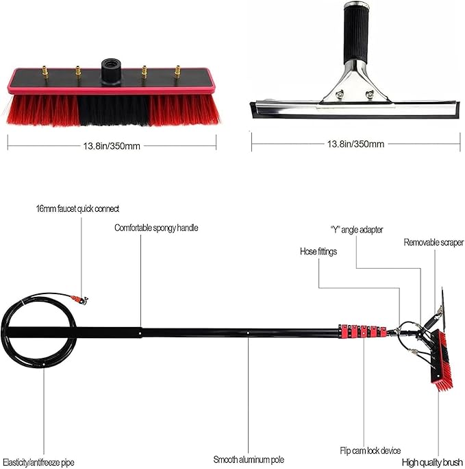 Window Cleaning Equipment Water Fed Pole Window Cleaning Equipment Telescopic Window Cleaner Cleaning Photovoltaic and Solar Panels Extendable Cleaner Conservatory (5.4m/17.7ft)