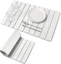 Stone Dish Drying Mats for Kitchen Counter 24(L)×16(W) Wave - Pattern Fast Drying Collapsible Dish Drying Mat Eco-Friendly Absorbent Diatomaceous Earth Mats for Match Any Countertop