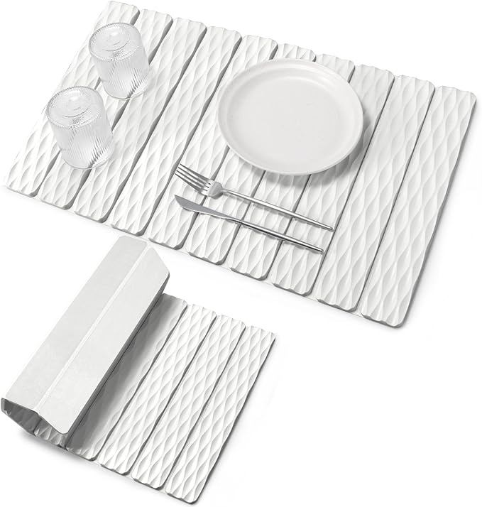 Stone Dish Drying Mats for Kitchen Counter 24(L)×16(W) Wave - Pattern Fast Drying Collapsible Dish Drying Mat Eco-Friendly Absorbent Diatomaceous Earth Mats for Match Any Countertop