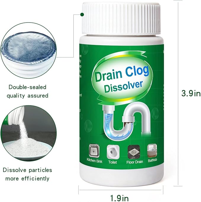 4pcs Pipe Dredge Bubble Bombs Drain Cleaner Powerful Sink and Drain Cleaner Portable Powder Cleaning Tool Super Clog Remover Powder Agent for Kitchen Toilet Pipe Dredging