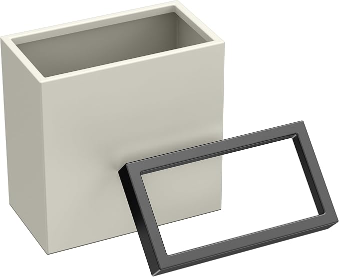 Gatco Modern Rectangle Wastebasket Matte Pearl and Matte Black Combo - Stainless Steel Trash Can with Removable Lid Leakproof 3 Gallon Capacity for Bathroom Bedroom Kitchen or Office