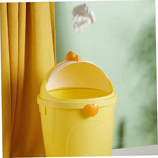 BESPORTBLE Cute Chick Style Trash Can with Lid for Bedroom Cartoon Household Waste Bucket Odor-Resistant Large Wastebasket for Home Office Decorative Trash Bin