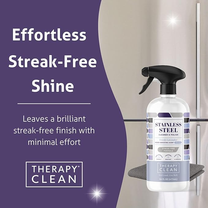 Therapy Clean Home Essentials Bundle - Cleaning Supplies Bundle Kit New Home - House Cleaning Kit - Household Gift Set - Stainless Granite Bathroom and Wood with Microfiber Cloths