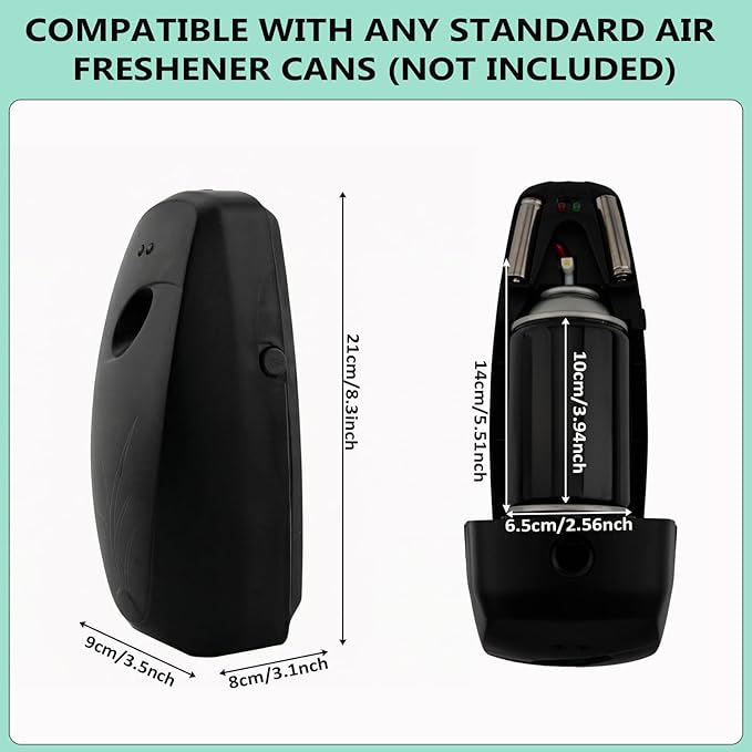 Automatic Spray Dispenser – 4-Pack Room Spray Air Freshener Wall Mounted or Desktop Design for Home &amp Commercial Use – Battery Operated Air Freshener(Black)