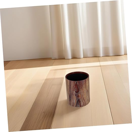 jojofuny Vintage Style Open Top Trash Can Imitation Wood Grain Round Wastebasket for Office Home Farmhouse Easy-Clean Garbage Bin
