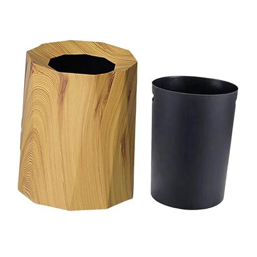 Trash Can Trash Bin Wastebasket Waste Basket for Living Room Patio Toilet Bedroom Wood Color