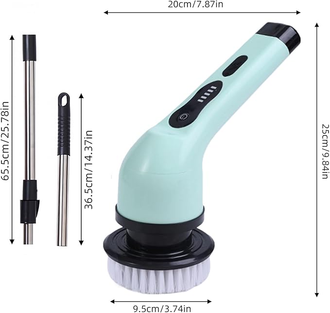 Cordless Electric Spin Scrubber 9 Replacement Cleaning Heads IPX6 Dual Cleaning Brush with Extension Arm for Bathroom Bathtub Grout Tile Floor (6