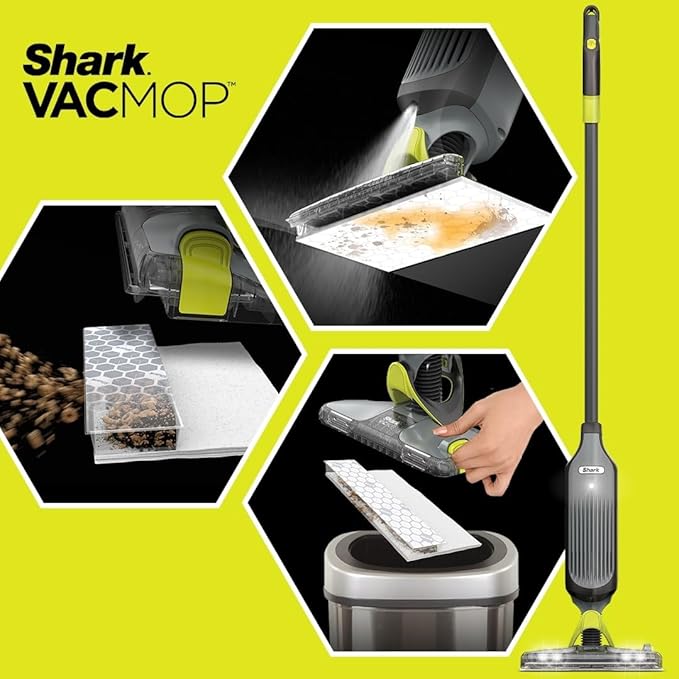 Shark VACMOP Disposable Hard Floor Pad Refills Compatible with VM252 &amp VM180 No-Touch Disposal for use on All Sealed Floors - Stone Hardwood Laminate &amp Tile (46 Count Total) VMP46