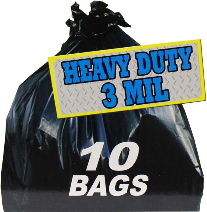 ADROIT Heavy Duty Contractor Trash Bags | Box of 10 | 3 Mil Thick | 42 Gallon Capacity | With Twist Ties | Versatile &amp Durable