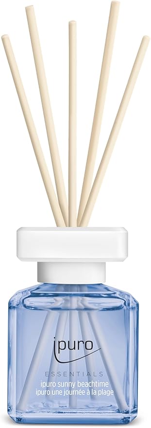 ipuro - Essentials Sunny Beachtime Room Fragrance 2 x 50 ml | Room Freshener with Grapefruit Lemon &amp White Musk Fragrance Aroma | Diffuser with Sticks | Air Freshener for the Home