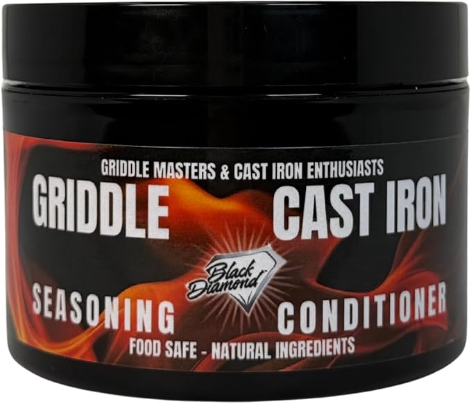 Black Diamond Stoneworks Griddle Seasoning &amp Cast Iron Conditioner (8 oz) – Premium Oil &amp Wax Blend for Skillets Griddles Dutch Ovens &amp Flat Top Grills – Non-Stick Protection &amp Rust