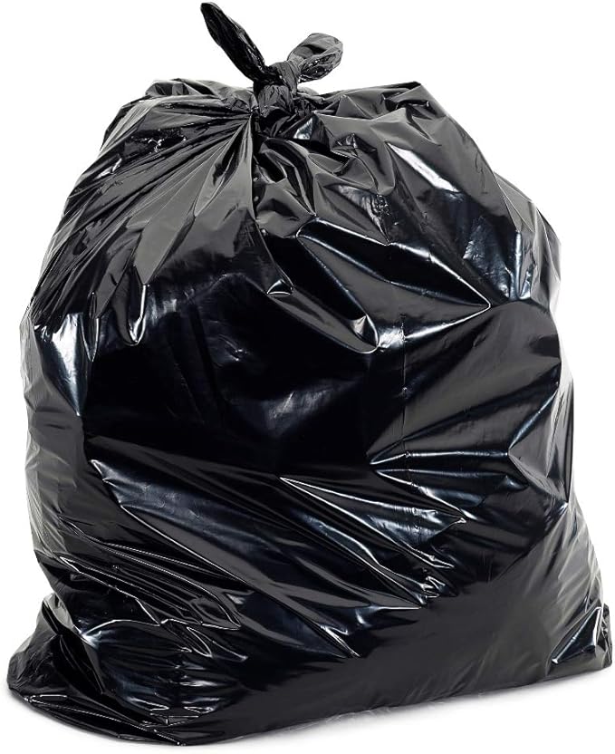 55-60 Gallon Trash Bags 30 Micron Heavy Duty Pure LDPE Garbage Can Liners 36 x 58 Large Black 100 Count