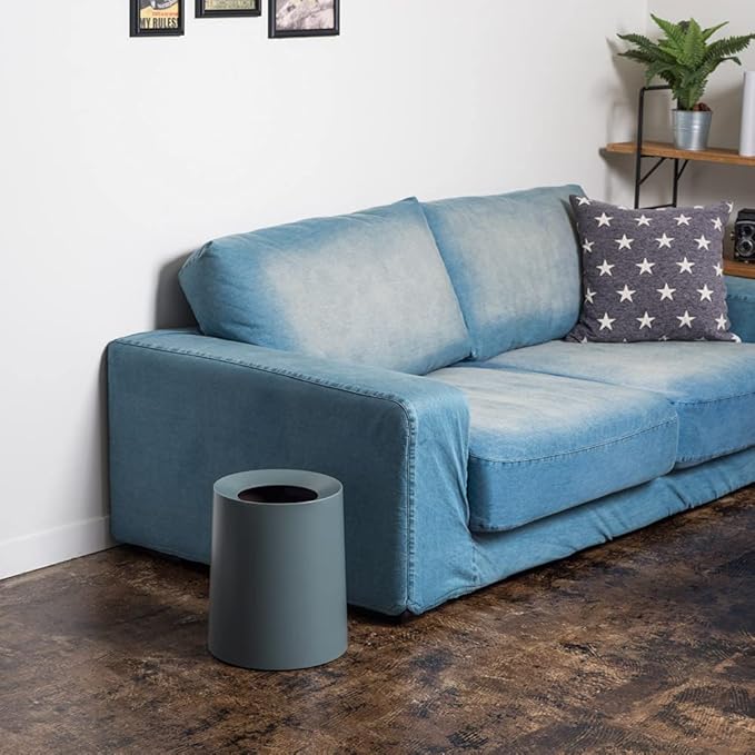 Ideaco TUBELOR Homme Designer Round Waste Bin Conceals Any Plastic Bag 3.0 Gal (Blue Grey 1 Piece)