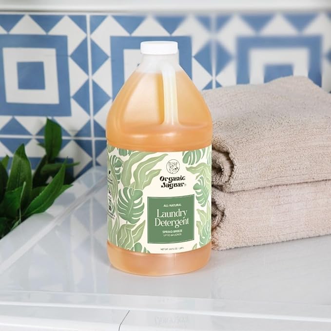Organic Jaguar Laundry Detergent Spring Breeze Up to 64 Loads 100% Natural Formula with Essential Oils Gentle &amp Effective Formula Without Harsh Ingredients Paraben &amp Sulfate Free Natural