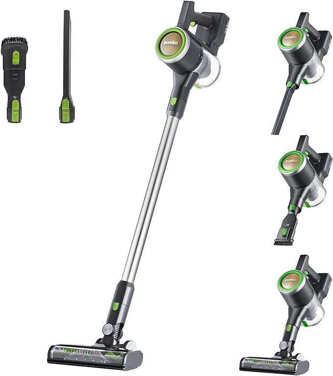 Eureka Lightweight Cordless Stick Vacuum Cleaner Convenient for Hard Floors Rechargeable Handheld Vacuum Cleaner Portable with Powerful Motor Efficient Suction RapidClean Ultra NEC370GR Moss Green