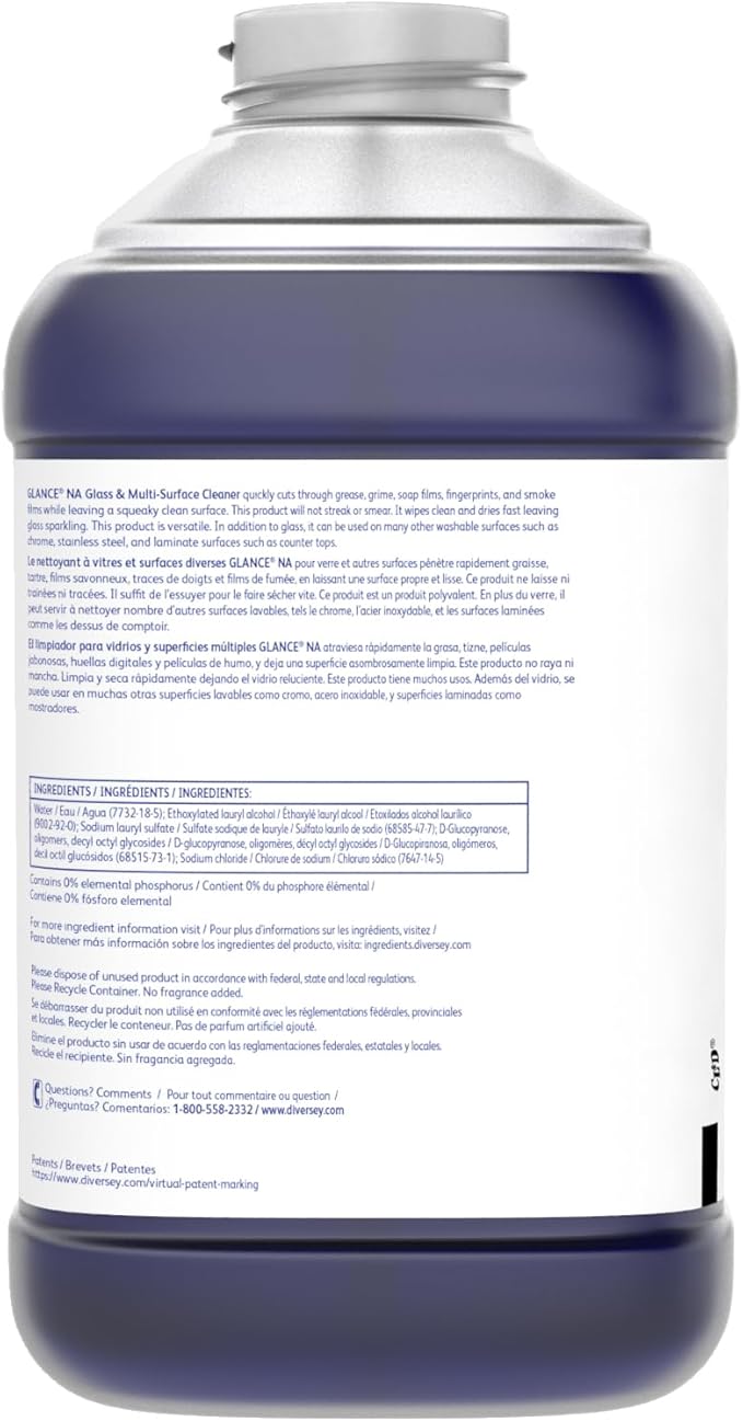Glance 100975197 Non-Ammoniated Glass &amp Multi-Surface Cleaner for Streak Free Windows JFill Concentrate 2.5-Liter (Pack of 2)
