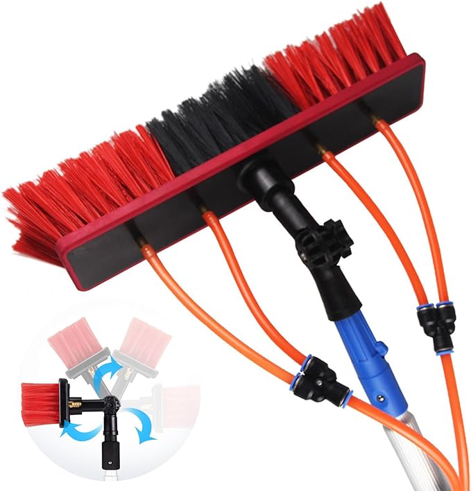 Window Cleaner Tool Solar Panel Cleaning Brush and Pole Adjustable 360° Rotatable Water Supply Brush Head for Photovoltaic Cleaner Glass Cleaning Brush Solar Panel Cleaning.