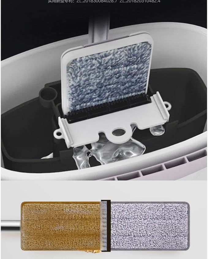 Mop Bucket with 2 Pads 360° Swivel Easy Self Cleaning Flat and Buckets Set Handwash Free Wet and Dry Use On Floor