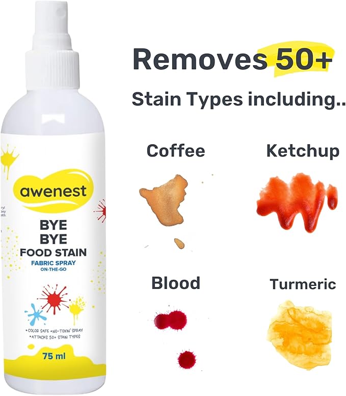 Bye Bye Stain - Instant Stain Remover Fabric Spray | Toxin-free | 50+ Stains | Easy to Carry | Plant-based