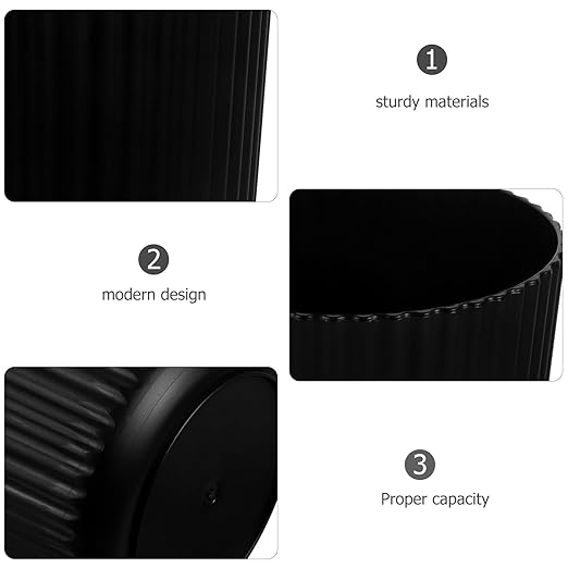 ARTIBETTER Plastic Trash Can 1.5 Gallon Medium Black Wastebasket Sturdy Kitchen Bathroom Office Bedroom Garbage Bin for Home Dormitory