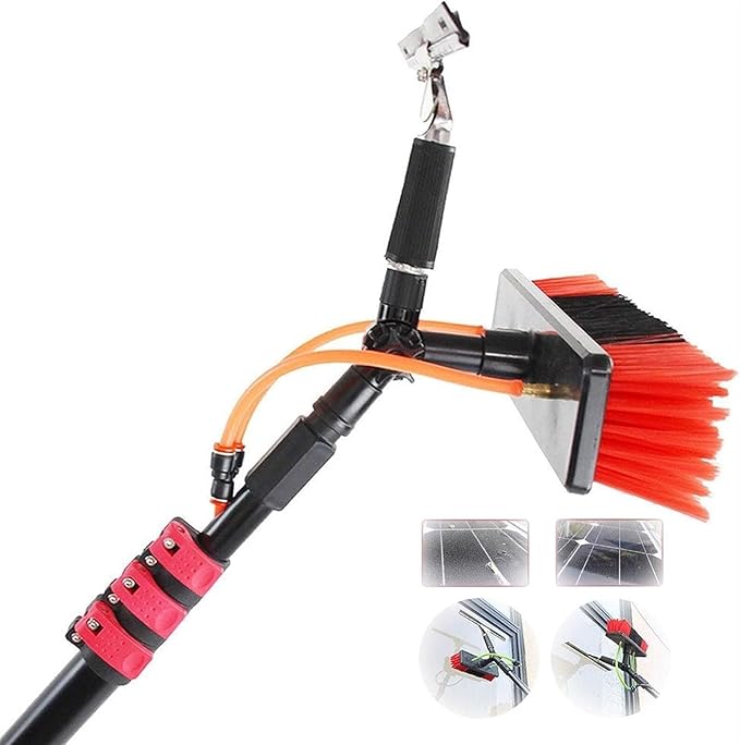 Telescopic Window Cleaner Telescopic Cleaning Brush Window Cleaning PoleWater Fed Telescopic Brush Water Fed Pole Kit Photovoltaic Panel Cleaning Tool 35Cm Brush Head Cleaning Photo (Color : 12ft/3.