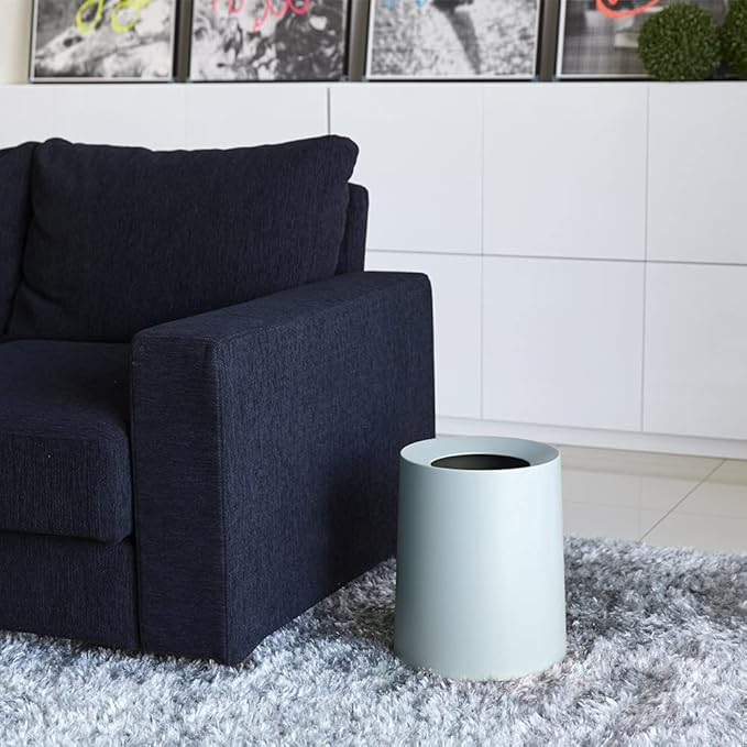 Ideaco TUBELOR Homme Designer Round Trash Can Conceals Any Plastic Bag 3.0 Gal Matte Light Blue