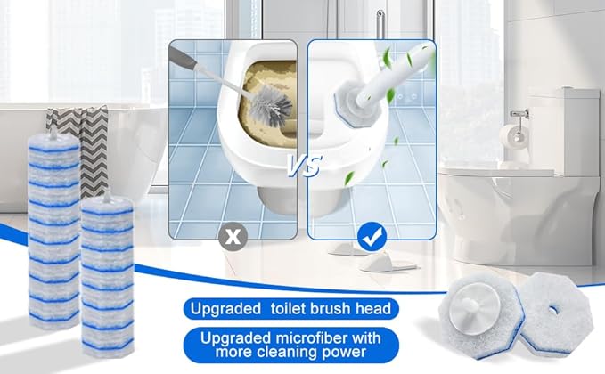 50-Pack Toilet Brush Refill Pads Compatible with Clorox Toilet Brush Handles - Disposable Toilet Cleaning Pads - Deep Cleaning Sponge Heads (Handle Not Included)