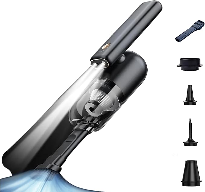 GajetNest Mini Portable Foldable Car Vacuum Cleaner - 20000PA Strong Suction Cordless LED Light Blower &amp Inflator Long-Lasting Battery Compact &amp Lightweight Easy Carry Folding Design (B