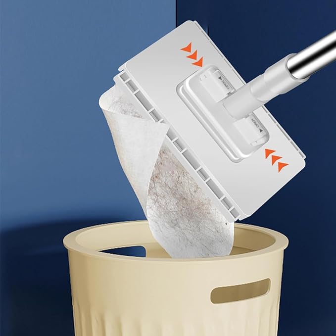 Convenient Cloth Changing Mini Mop Automatic Cloth Changing Mini Mop Dust with Handle Multi Surface Floor Mopping Dust with Handle Sweeping Cloths for Wall Window (2pcs)