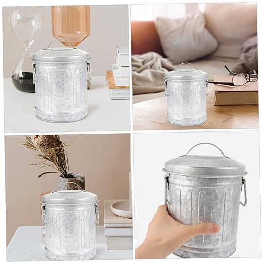 jojofuny 2pcs Iron Stationery Storage Bucket Small Wastebasket for Office Creative Rubbish Bin Easy to Use