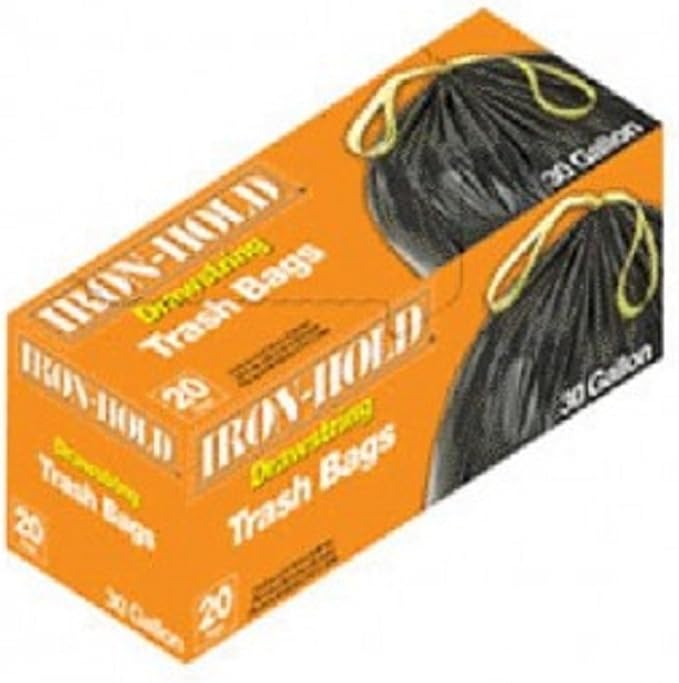 Berry Plastics- Flex Films Iron Hold 30 Gallon (US) Trash Bags Drawstring 20 - Case of: 1212