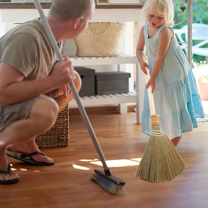 BESTYASH Handmade Soft Straw Broom with Removable Design for Indoor Dust Cleaning Natural Woven Broom for Living Room Bedroom and Kitchen Sweeping