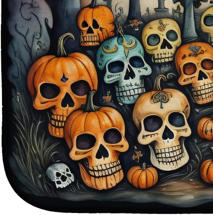 Caroline's Treasures DAC2231DDM Calaveras Sugar Skulls Spooky Halloween Dish Drying Mat Absorbent Dish Drying Mat Pad for Kitchen Counter Dish Drainer Mat for Countertop 14 x 21 Multicolor