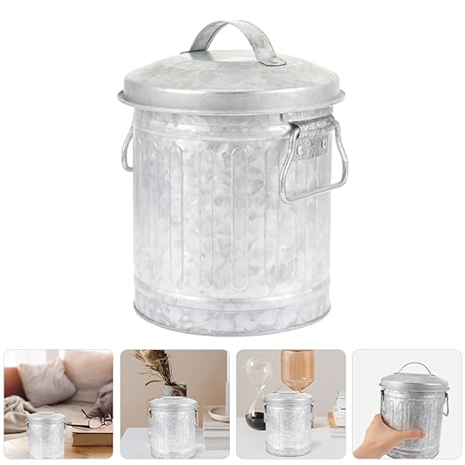 2pcs Multi-use Desk Trash Can Bucket Shape Pen Holder Wastebasket for Home Office