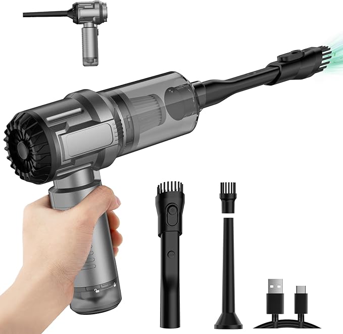 Handheld Mini Car Vacuum Cleaner 9000Pa Vacuum Cleaner and Air Duster 120W High Power Hand Held Vacuum with LED Light and Multi-Nozzles for Car Home Office Pet /V01pro Gray