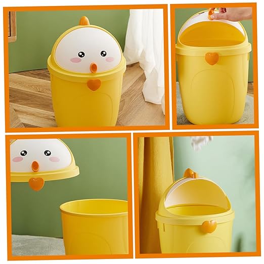 VALICLUD Cute Chick Style Small Trash Can with Lid Compact Garbage Bin for Bedroom Office Nursery Odor-Resistant Wastebasket for Tidy Home and Desk Storage