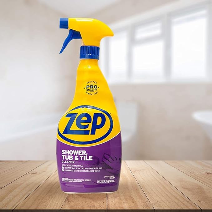 Zep Shower Tub and Tile Cleaner - 32 oz (Case of 12) - ZUSTT32PF - An Acidic Scrub Free Formula To Dissolve Many Common Water-Related Bathroom Stains