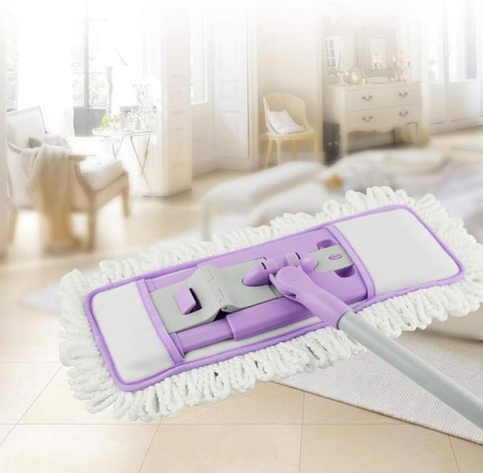 Lazy Flat Mop Stainless Steel Handle House Cleaning Dust Water for Wooden Floor Ceramic Tile Microfibre Fabric