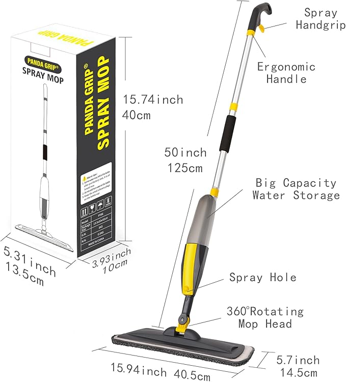 Mops for Floor Cleaning Spray Mop with 400ml Refillable Bottle and 2 Replacement Pads Dry Wet Floor Household or Commercial Hardwood Laminate Tile Ceramic