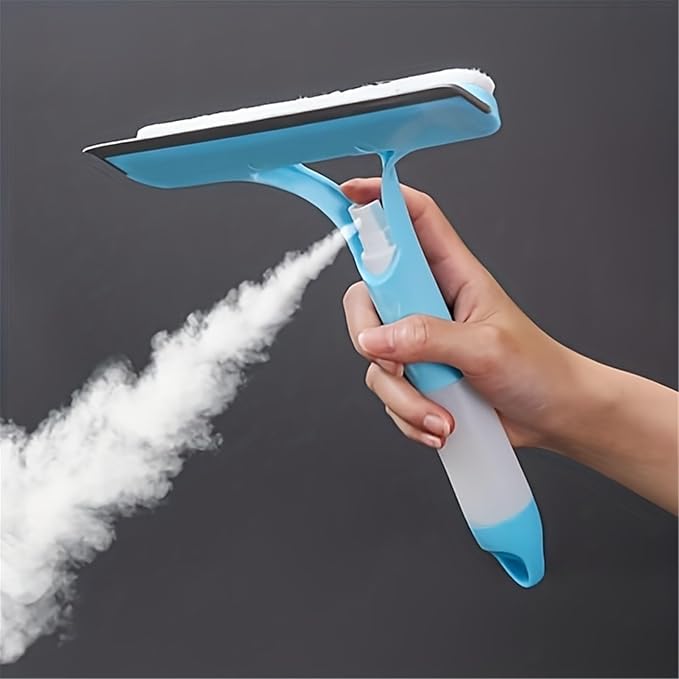 3-in-1 Glass Cleaning Tool for Home Bathroom Mirror and Windows Water Wiper for Shower and Glass Surfaces ﻿(Blue and White)