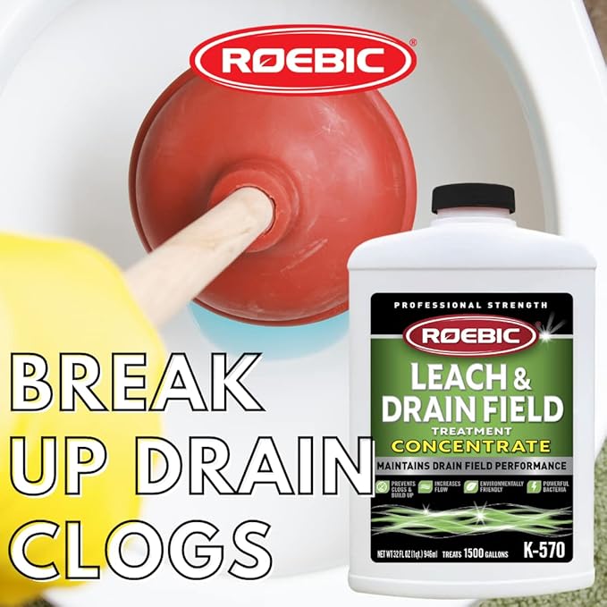 Roebic K-570-Q 32-Ounce Leach And Drain Field Opener Concentrate &amp K-87 Soap Destroyer Exclusive Bacteria Eliminates Buildup in Septic Tank Pipes 32 Ounces &amp K-97 Main Line Cleaner 32 Ounce