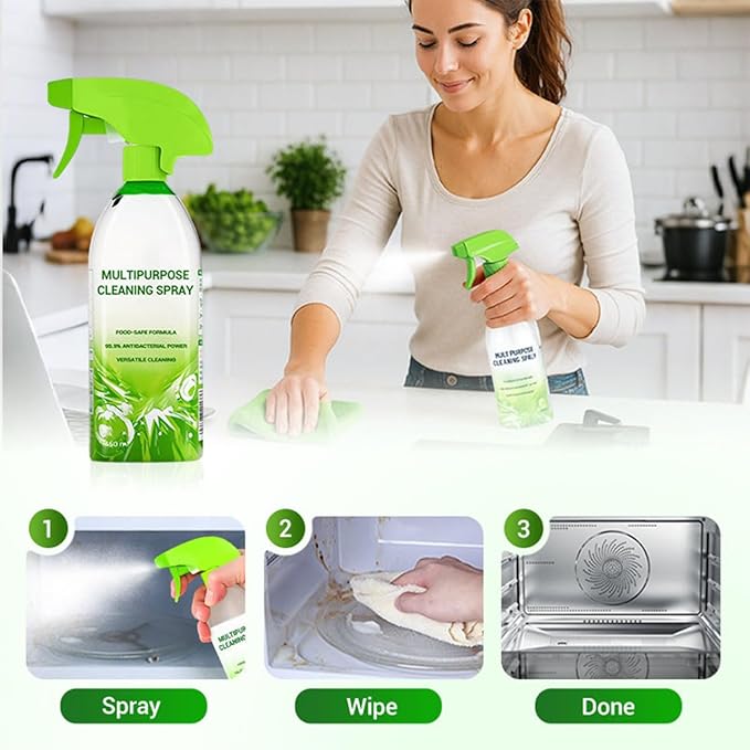 Household Powerful Multipurpose Cleaning Spray All-Purpose Household Cleaners Plant-Based Power Cleaner Liquid Spray for Kitchen Bathroom (1PCS)