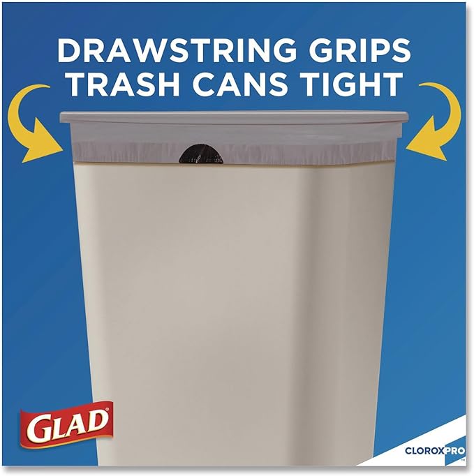 Glad ForceFlexPlus Tall Kitchen Drawstring Trash Bags -13 Gallon White Trash Bag OdorShield -100 Count (Packaging May Vary) Pack of 6