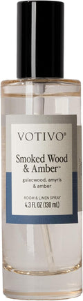 Votivo Smoked Wood &amp Amber 4.3 oz Room &amp Linen Spray | Woody Scented Air Freshener for Linens &amp Living Areas | Premium Long Lasting Fragrance